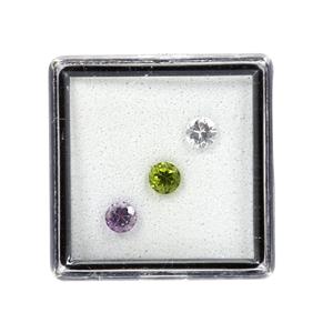0.75cts Peridot, Ratanakiri Zircon, Rose du Maroc Amethyst Round Gemstones Approx 4mm 