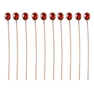 2.40cts Garnet Rose Gold Flash Sterling Silver Head Pin Oval 4x3mm length 40mm and width 0.50mm (Pack of 10 Pcs.) 
