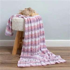 Wool Couture Pink Wavy Cotton Crochet Baby Blanket Kit With Free Crochet Hook Worth £4