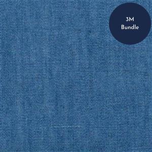 Medium Blue 4oz Washed Denim Cotton Fabric Bundle (3m)