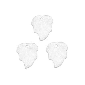 Silver Plated Brushed Base Metal Leaf Charms, Approx 15.5x12.5mm (25pk)