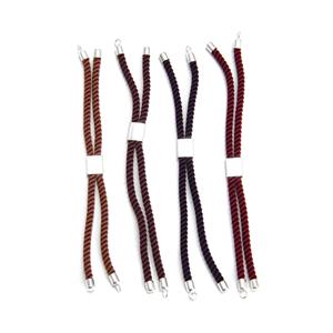 925 Sterling Silver Rope Slider Bracelets (4pcs: Coral, Mauve, Berry, Purple)