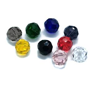 8mm Faceted Rounds in Red, Pink, White, Silver, Black, Blue, Green, Purple & Yellow