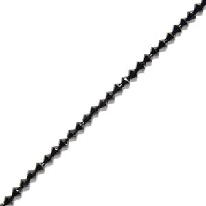 34cts Black Spinel Faceted Bicones, Approx 4mm, 38cm Strand