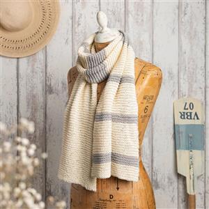 Wool Couture Cream & Grey Easy Peasy Scarf Knitting Kit With Free Knitting Needles Worth £5