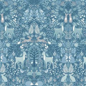 Makower Foxwood Dusk Trail Blue Fabric 0.5m