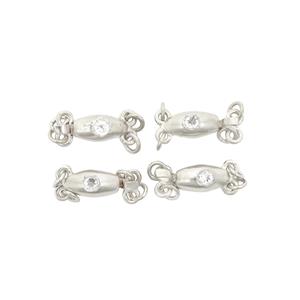 925 Sterling Silver 2 Strand Bullet Box Clasp Set with 0.57ct White Topaz Approx 3mm (Pack of 4)