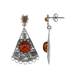 Debbie Kershaw Amber Collection - 925 Sterling Silver Earrings with Baltic Amber, Approx 20mmx36mm, 1 pair