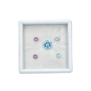 3.80cts Sky blue Topaz & Rose De France Amethyst Hexagon Faceted Approx 4 to 8mm (Set of 5)