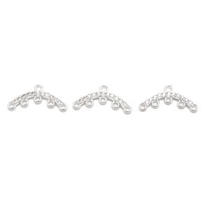 Silver Plated Base Metal Strand Connector, Approx 9x20mm, Pack of 3 
