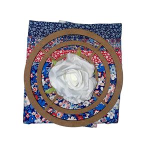 Floral Fabric Wreath Kit - includes 4 Liberty Fabric Fat Quarters, MDF Wreath Base and 1 White Rose