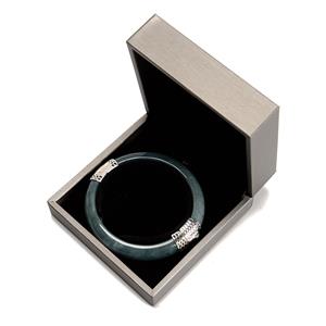 200cts Type A Olmec Blue Jadeite Hinged Bangle with 925 Sterling Silver Hinge