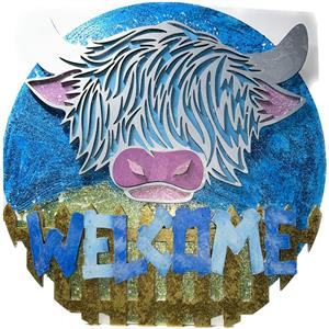 Glitzcraft MDF Highland Cow Welcome