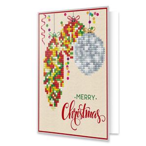 Diamond Painting Kit: Greeting Card Kit: Merry Christmas Baubles: Traditional: Pack of 3
