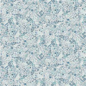 Makower Foxwood Wildflower Blue on Cream Fabric 0.5m