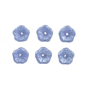 Alabaster Pastel Lt Sapphire Flower Cup Beads 7x5mm, 5pcs