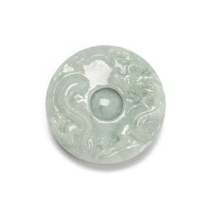 240cts Type A Aqua Jadeite Dragon Carving with a Spinning Sphere in the Middle Pendant, Approx 50mm, 1pcs