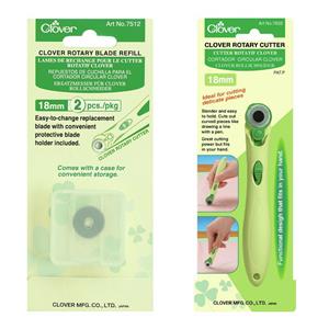 18mm Clover Rotary Cutter & 2 Spare Blade Refills. Save £1.99