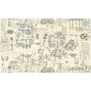 Moda Etchings Roses Parchment Roses & Script Canvas Fabric 0.5m