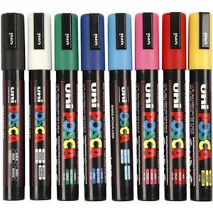 Posca Marker, assorted colours, no. PC-5M, line 2,5 mm, 8 pc/ 1 pack