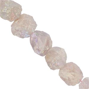 240cts Coated Mystic Rose Quartz Hammering Coin Approx 17 to 23mm, 20cm Strand