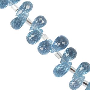 29cts Swiss Blue Topaz Faceted Drop Approx 6x3.5mm to 10x5.4mm 10cm Strand