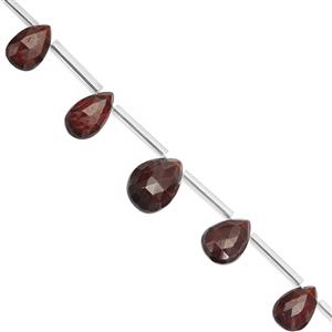 25cts Mozambique Red Garnet Faceted Pear Approx 7x4 to 12x8mm, 15cm Strand With Spacers