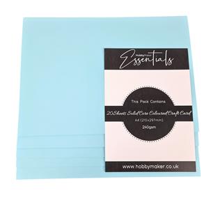 Hobby Maker Essentials - A4 Solid Core Craft Card, 240gsm - 20 Sheets - Celestial Blue