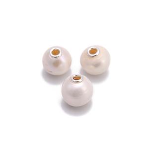 925 Sterling Silver Inset Freshwater Cultured Pearls 3pcs