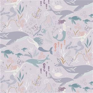 Lewis & Irene Presents Cassandra Connolly Sound Of The Sea Collection Sirens Spell Light Blush Fabric 0.5m