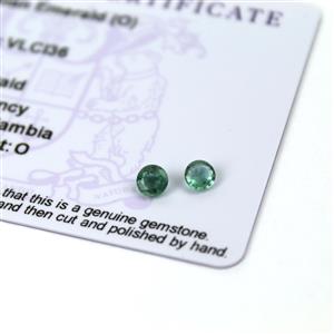 0.5cts Zambian Emerald 4.5x4.5mm Round Pack of 2 (O)