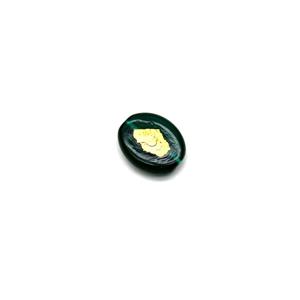 Preciosa Green / Gold Foil Lampwork Beads, Approx 22x18mm (1pc)