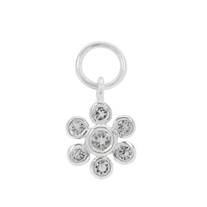 925 Sterling Silver Flower Charm With 0.38cts Aquamarine Approx 2 to 3mm (1pcs)
