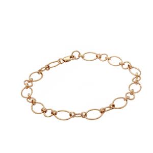 Rose Gold PLated 925 Sterling Silver Oval Link, 7.5inch Finished Bracelet with Lobster Clasp