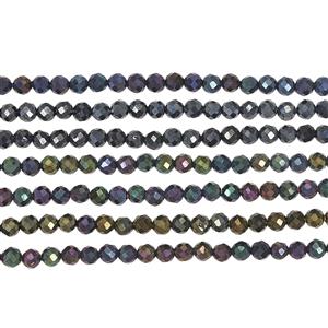 155cts Coated Multi Spinel Faceted Rounds Approx 3mm, 30cm Strand  Pack of 7)