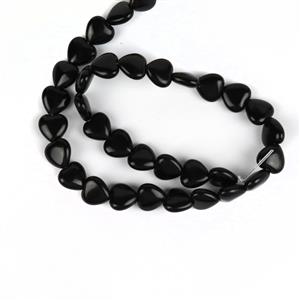 160cts Black Obsidian Hearts approx 12mm, 35cm Strand