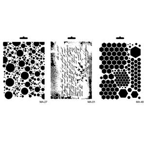 Cadence Stencil Bundle x 3 - A4 - Distress Writing, Distress Honeycomb and Vintage Bubbles 