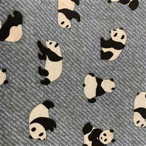 Pandas On Grey Blue Fabric 0.5m - exclusive
