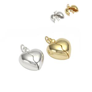 925 Sterling Silver Opening Heart Charm with Key and White Topaz Heart, Approx 15mm