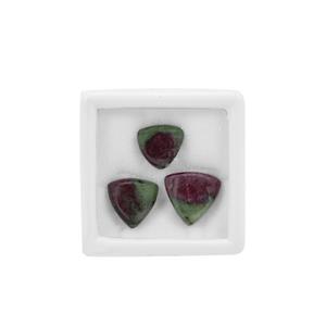 24cts Ruby Zoisite Cabochon Triangle Approx 12 to 14mm, (Pack of 3)
