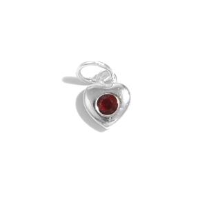 January Birthstone Collection: 925 Sterling Silver Heart Charm with Garnet Approx 6mm 