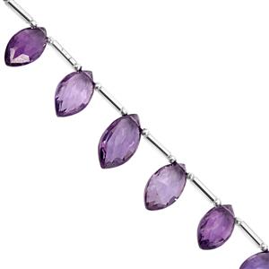 25cts Uruguayan Amethyst Top Side Drill Graduated Faceted Marquise Approx 10x6 to 13.5x8.5mm, 16cm Strand with Spacers