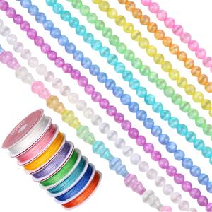 Multi Coloured Selenite Guru Beads & 8x Colours Of Selenite Plain Rounds Project With Downloadable Instructions 