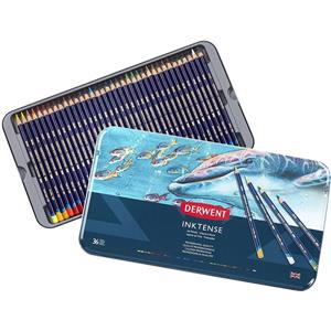Derwent Inktense Permanent Watercolour Pencils Tin of 36