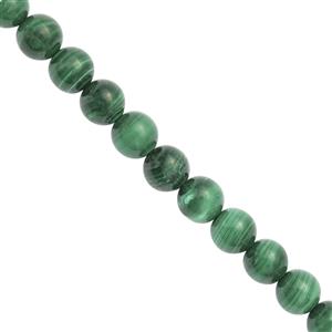 114cts Malachite Smooth Round Approx 7 to 8mm 21cm Strand with Spacers