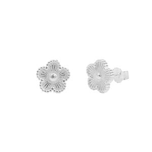 925 Sterling Silver Flower Clover Earring Studs, 1 pair , 8mm