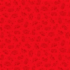 Roamin Holiday in Red Silouhette Fabric 0.5m