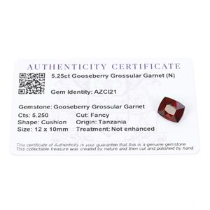 5.25cts Gooseberry Grossular Garnet 12x10mm Cushion  (N)