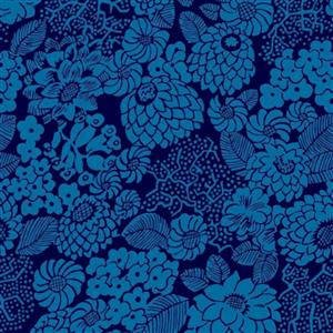 Liberty Arthur's Garden Collection Dahlia Garden Blue Fabric 0.5m