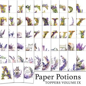 The Crafty Witches Paper Potions Vol IX Digital Download - Lavender Floral Alphabet Toppers